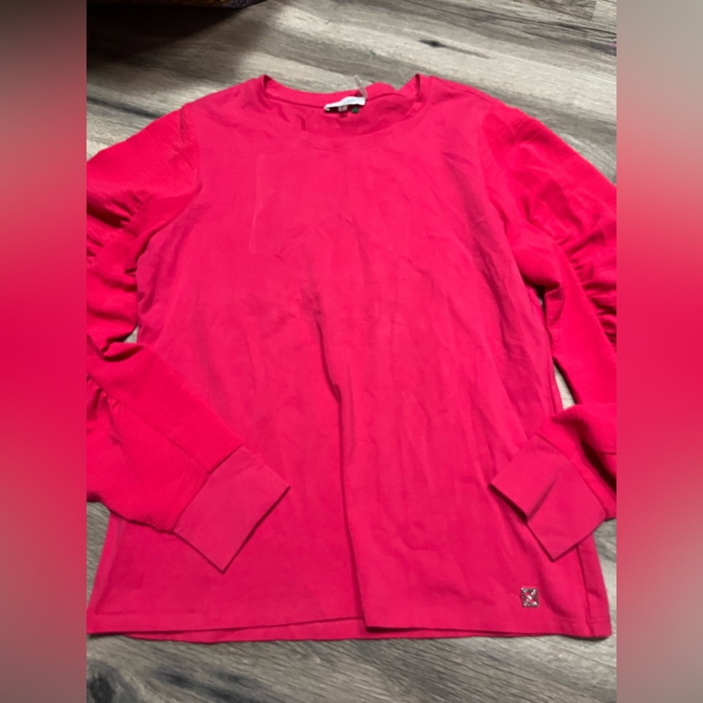 Calvin Klein Red Long-Sleeve Crewneck Top